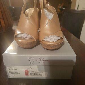 Jessica Simpson Tan Wedge Sandals